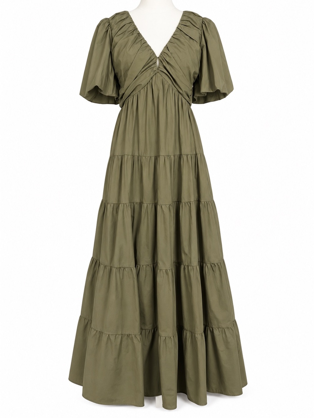 Nordstrom Charles Henry Olive Tiered Maxi Dress L NWT